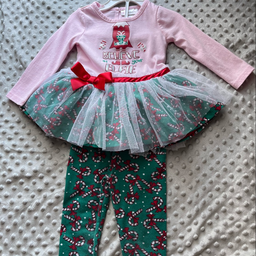 Sweet Heart Rose- Christmas BELIEVE in your ELFIE toddler 2T matching set